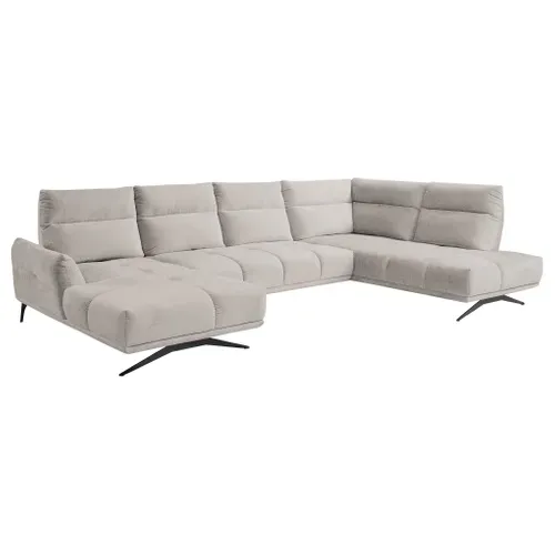 Canapé panoramique GIOVANNI terminal à droite tissu taupe