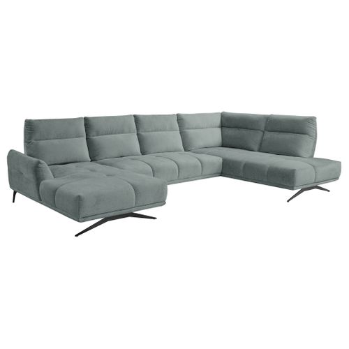 Canapé panoramique GIOVANNI terminal à droite tissu aqua