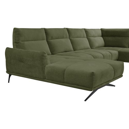Canapé panoramique GIOVANNI terminal à droite tissu vert vue accessoires