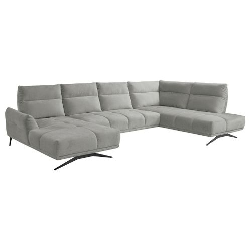 Canapé panoramique GIOVANNI terminal à droite tissu gris