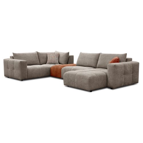 Canapé d'angle U droit AURORE coloris beige foncé