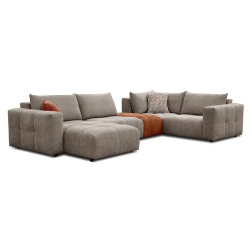 Canapé d'angle U droit AURORE coloris beige foncé