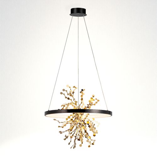 Suspension Led D. 60 cm NEBEL Noire et dorée