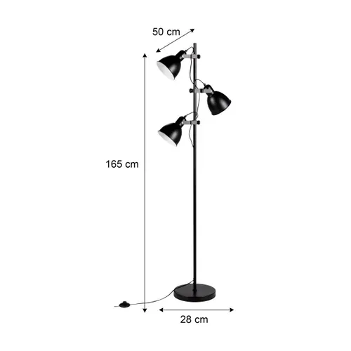 Lampadaire 3 lumières H.165 cm ANTIGUA Noir