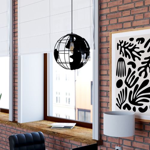 Suspension en métal D. 30 cm MAPPEMONDE 2 Noire