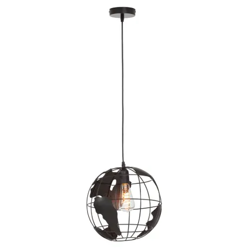 Suspension en métal D. 30 cm MAPPEMONDE 2 Noire