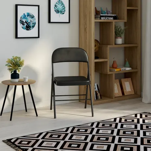 Chaise pliante H.78 cm SOREN Noir vue d'ambiance 1
