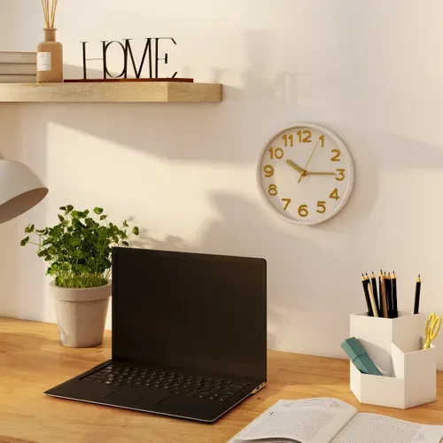 Horloge Ø 20 cm DANNA Blanc et doré vue d'ambiance 1