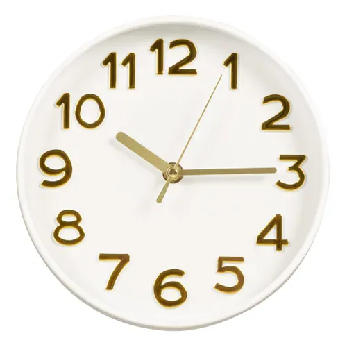 Horloge Ø 20 cm DANNA Blanc et doré vue de face