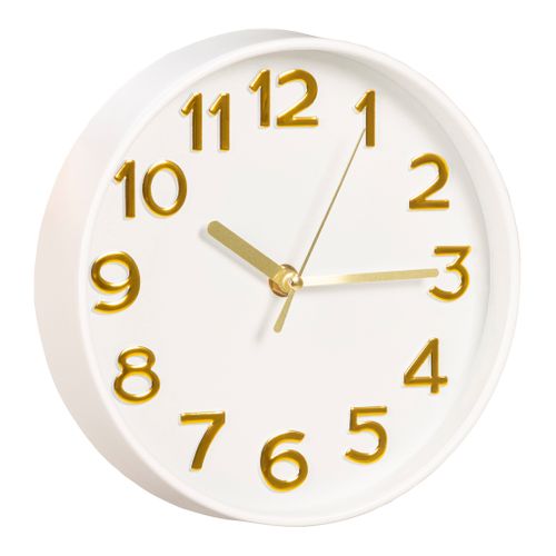 Horloge Ø 20 cm DANNA Blanc et doré vue 3/4