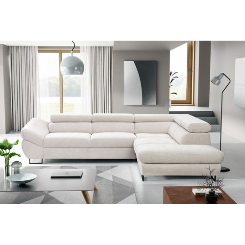 Canapé d'angle convertible OCTAVE tissu Curio grège droit