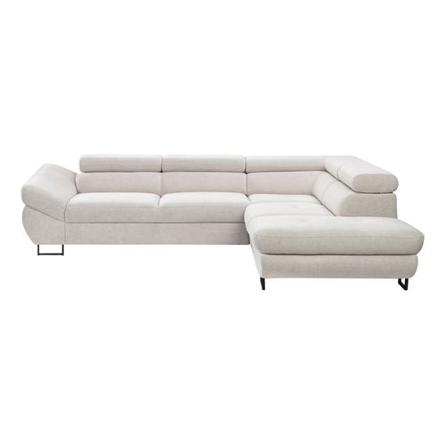 Canapé d'angle convertible OCTAVE tissu Curio grège droit