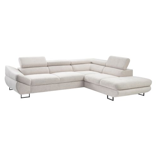Canapé d'angle convertible OCTAVE tissu Curio grège droit