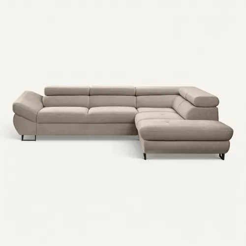 Canapé d'angle convertible OCTAVE tissu Curio taupe droit vue de face
