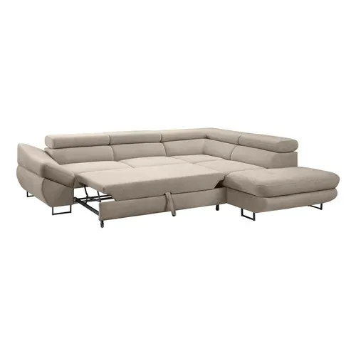 Canapé d'angle convertible OCTAVE tissu Curio taupe droit