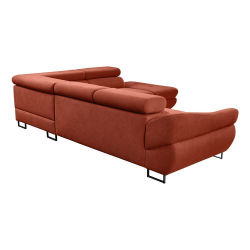 Canapé d'angle convertible OCTAVE tissu Curio terra cotta droit
