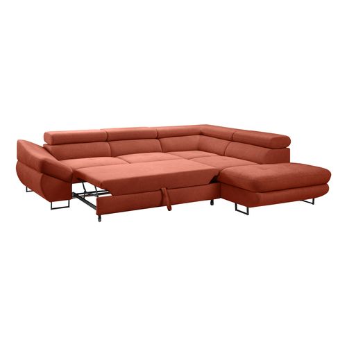 Canapé d'angle convertible OCTAVE tissu Curio terra cotta droit