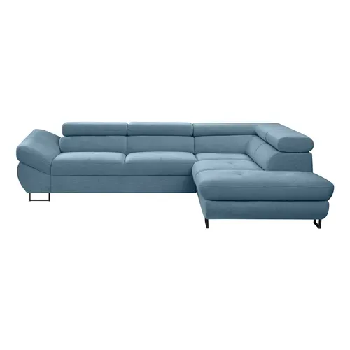 Canapé d'angle convertible OCTAVE tissu Curio bleu droit vue de face