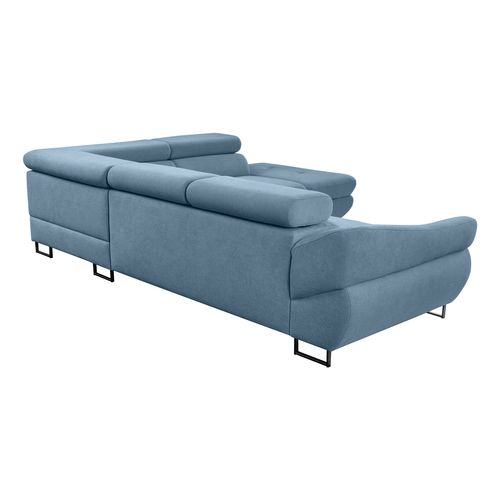 Canapé d'angle convertible OCTAVE tissu Curio bleu droit vue de derrière