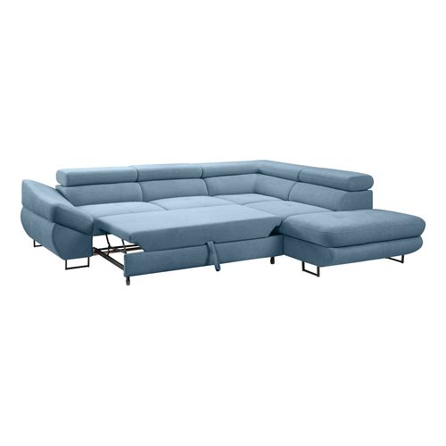 Canapé d'angle convertible OCTAVE tissu Curio bleu droit