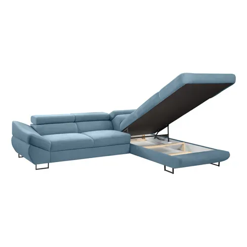 Canapé d'angle convertible OCTAVE tissu Curio bleu droit