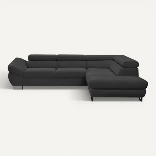 Canapé d'angle convertible OCTAVE tissu Curio anthracite droit vue de face