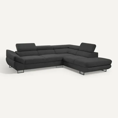 Canapé d'angle convertible OCTAVE tissu Curio anthracite droit vue 3/4