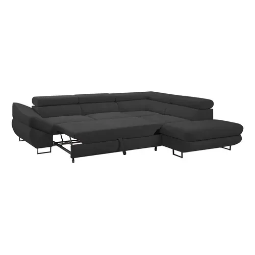 Canapé d'angle convertible OCTAVE tissu Curio anthracite droit