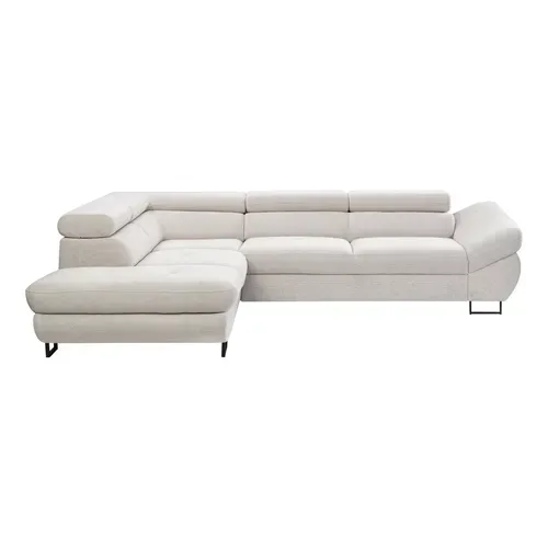 Canapé d'angle convertible OCTAVE tissu Curio grège gauche vue de face