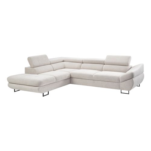 Canapé d'angle convertible OCTAVE tissu Curio grège gauche vue 3/4