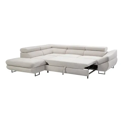 Canapé d'angle convertible OCTAVE tissu Curio grège gauche