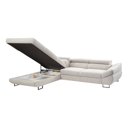 Canapé d'angle convertible OCTAVE tissu Curio grège gauche