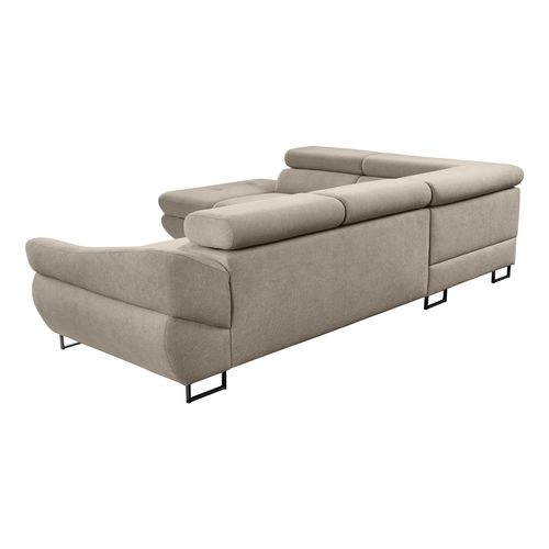 Canapé d'angle convertible OCTAVE tissu Curio taupe gauche