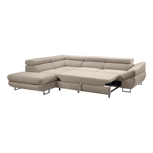 Canapé d'angle convertible OCTAVE tissu Curio taupe gauche