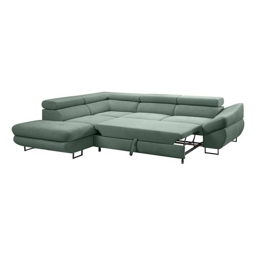 Canapé d'angle convertible OCTAVE tissu Curio écume gauche