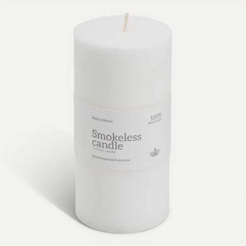Bougie cylindrique H. 14 cm ORIA Blanc vue 3/4