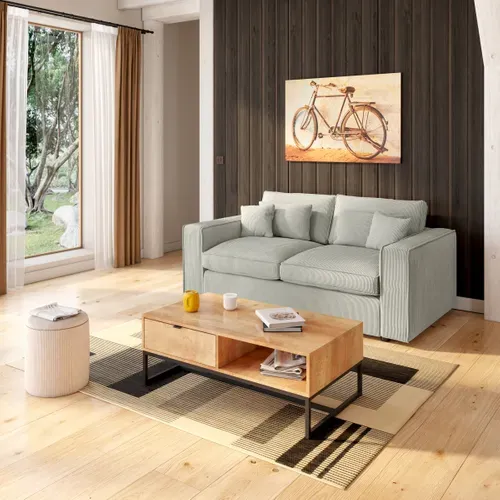 Canapé 2 places CLOUD tissu gris clair vue d'ambiance 1