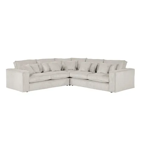 Canapé d'angle fixe CLOUD tissu ecru vue 3/4