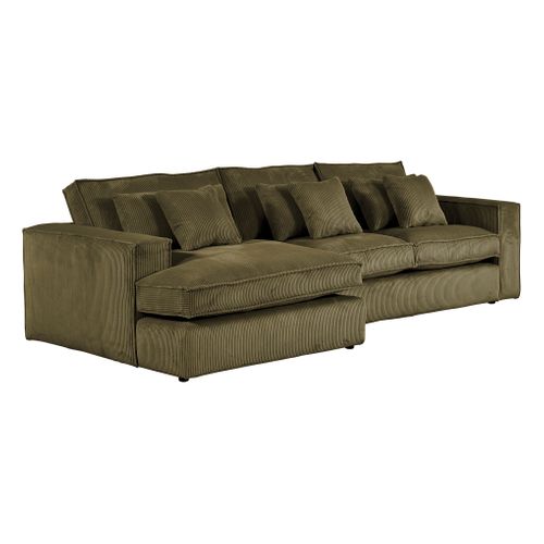 Canapé d'angle méridienne gauche CLOUD tissu vert