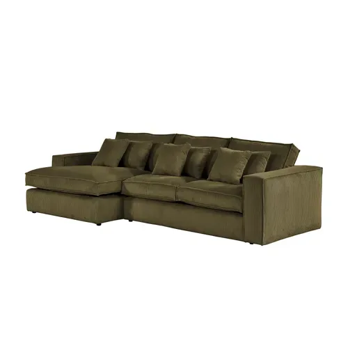 Canapé d'angle méridienne gauche CLOUD tissu vert