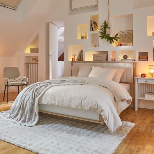 Housse de couette 140x200 cm DREAMEA PERCALE BEIGE