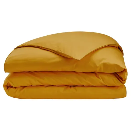 Housse de couette 140x200 cm DREAMEA PERCALE OCRE vue 3/4