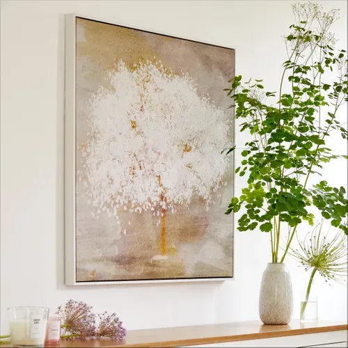 Toile 96x96 cm Arbre de vie Beige vue d'ambiance 1