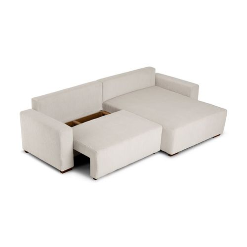 Canapé d'angle méridienne GABIN velours côtelé beige