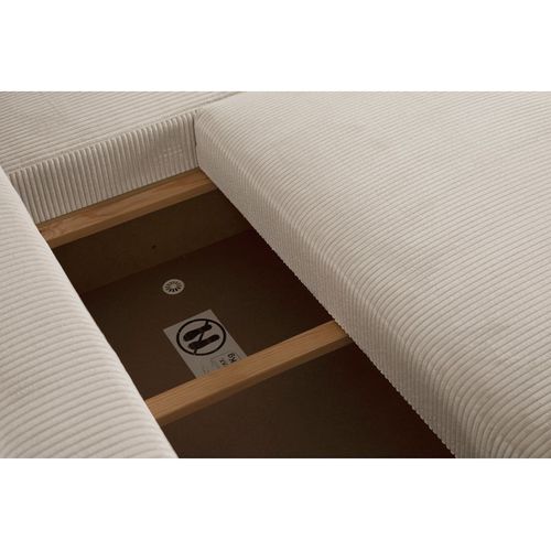 Canapé d'angle méridienne GABIN velours côtelé beige