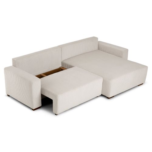 Canapé d'angle méridienne GABIN velours côtelé beige