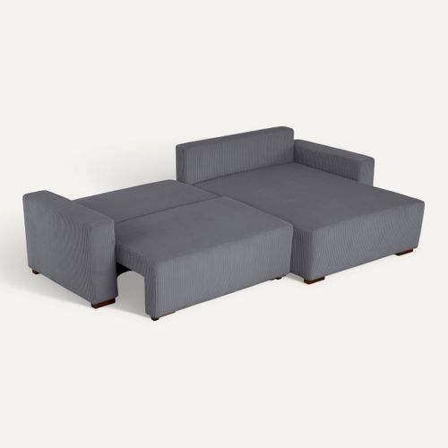 Canapé d'angle méridienne GABIN velours côtelé gris