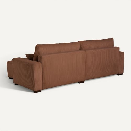 Canapé d'angle méridienne GABIN velours côtelé terracotta vue de derrière