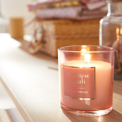 Bougie H. 10 cm MYSTI Rose vue d'ambiance 1