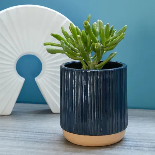 Cache-pot Ø 13 cm ELIAS Bleu vue d'ambiance 1